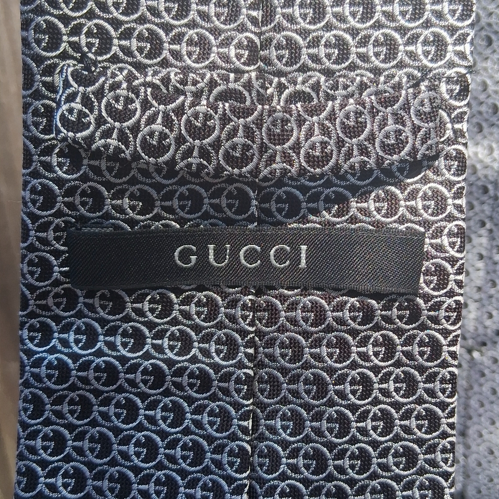 Gucci Gray Patterned Tie - image 2
